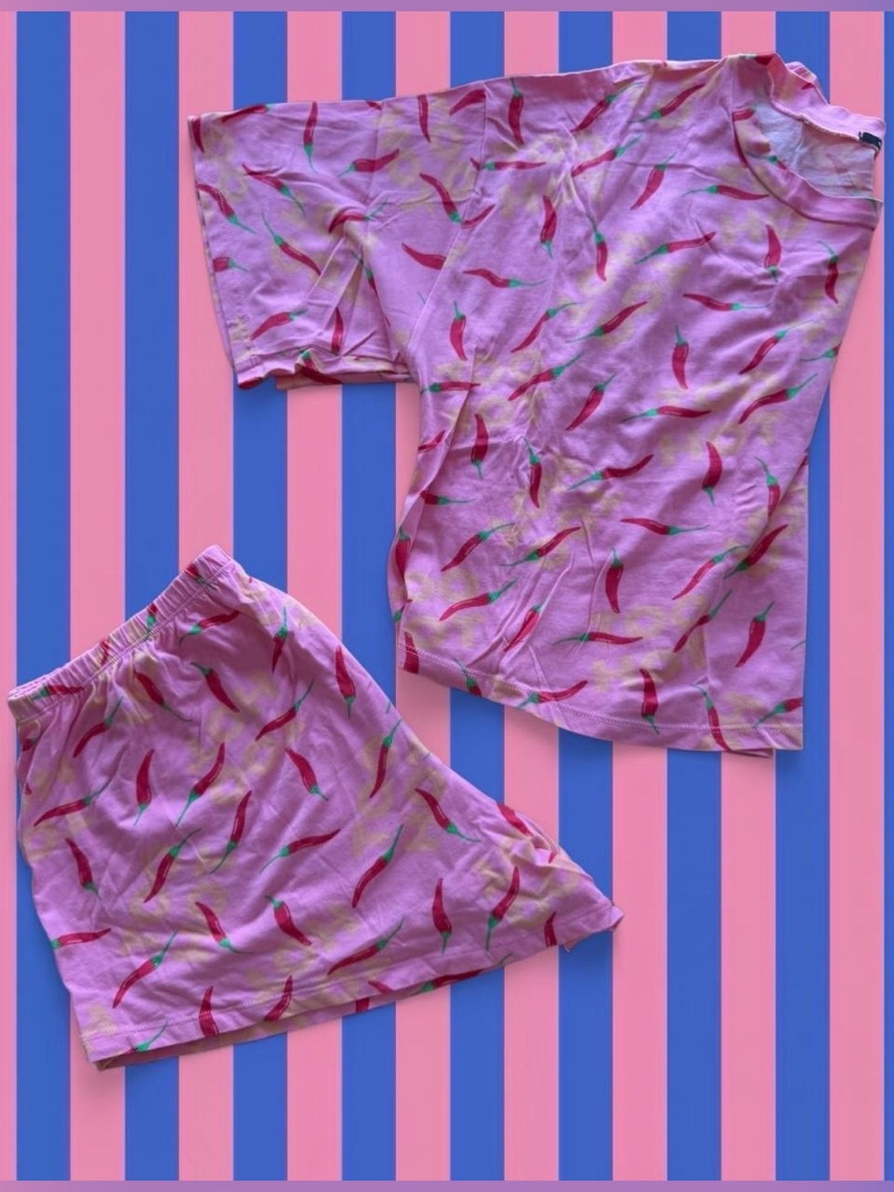 Playful Pink Chili Pepper Pajama Set